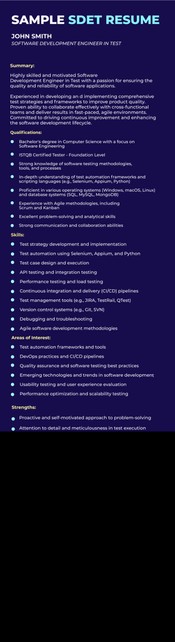 sample sdet resume